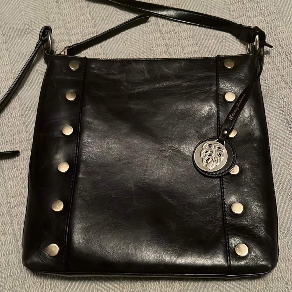 Tommy Bahama black leather Crossbody